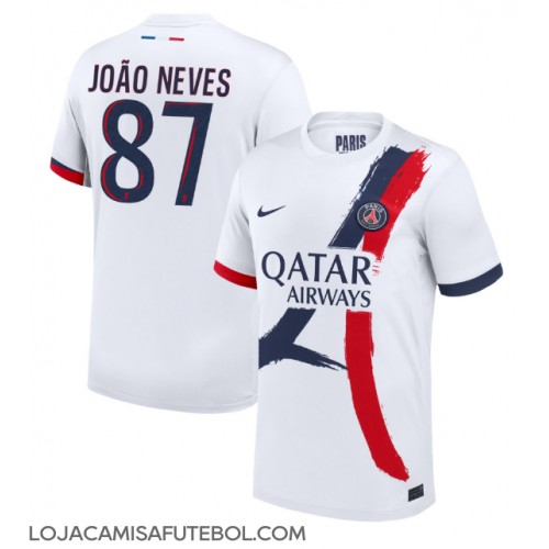 Camisa de Futebol Paris Saint-Germain Joao Neves #87 Equipamento Secundário 2024-25 Manga Curta